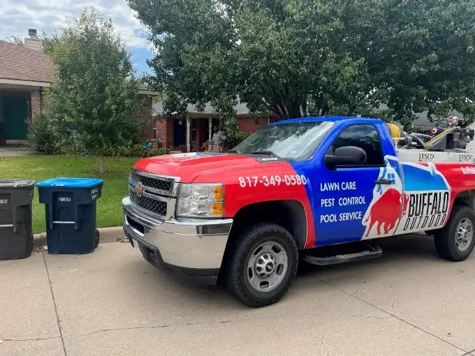 Buffalo Outdoor truck parked in a residential driveway in North Texas
